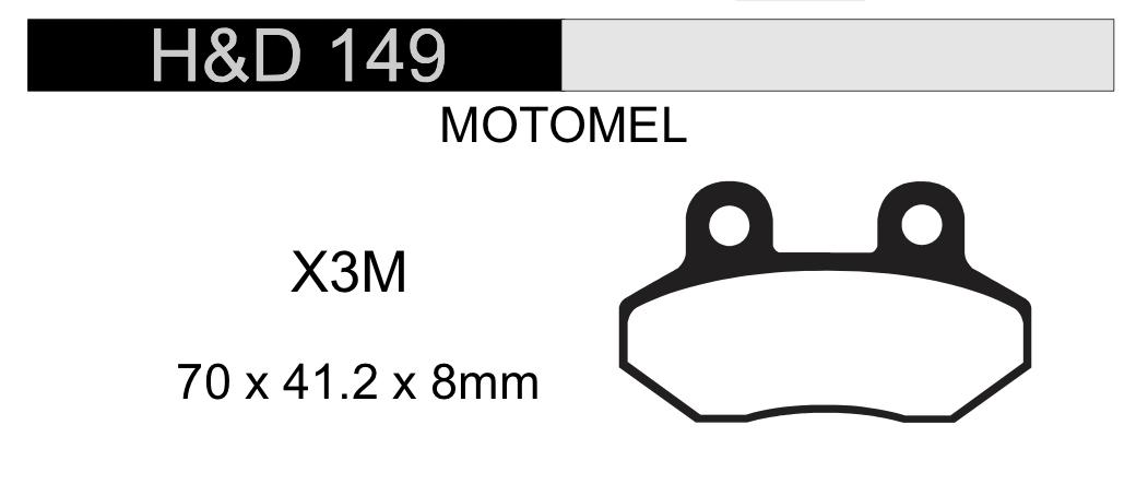 PASTILLA FRENO MOTOMEL X3M DELANTERA H&D149 NRO72