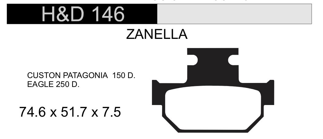 PASTILLA FRENO ZANELLA PATAGONIA H&D146 NRO72