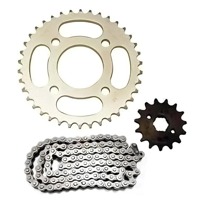 KIT TRASMISION MOTOS 110 PROMO GENERICO CADENA CORONA PIÑON