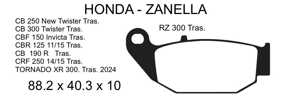 PASTILLA FRENO HONDA CB 190 TRASERA NRO535