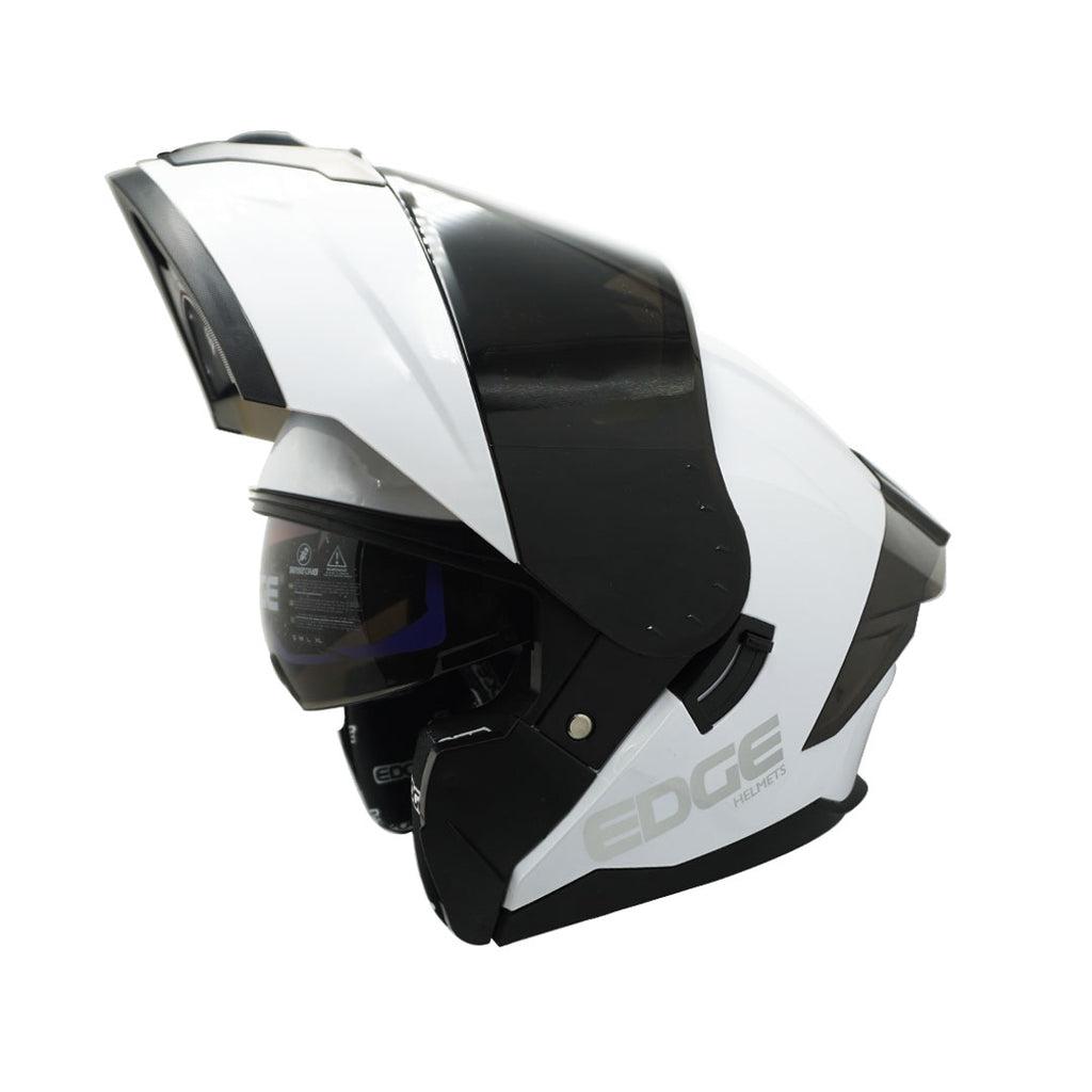 CASCO REBATIBLE EDGE BOSTON BLANCO CON LUZ LED  L