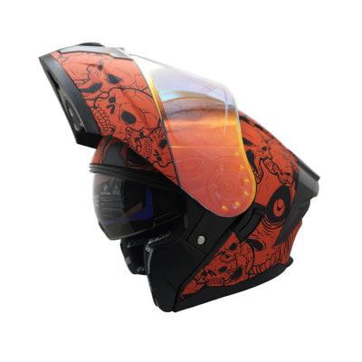 CASCO REBATIBLE EDGE SKULLS ROJO CON LUZ LED  M