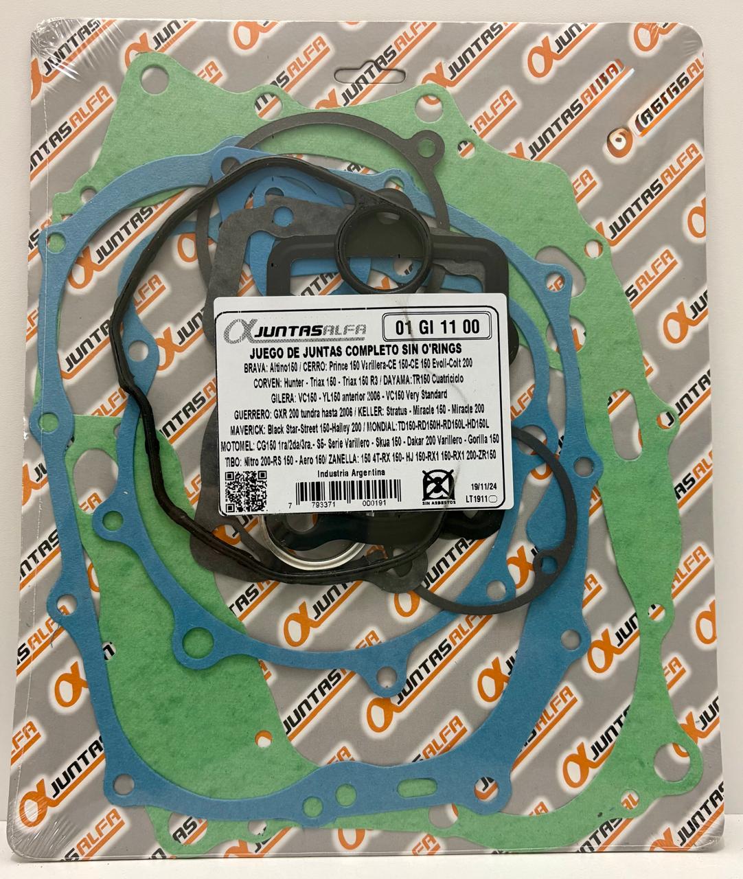 JUNTA ZANELLA RX 150 JUEGO ALFA NRO875