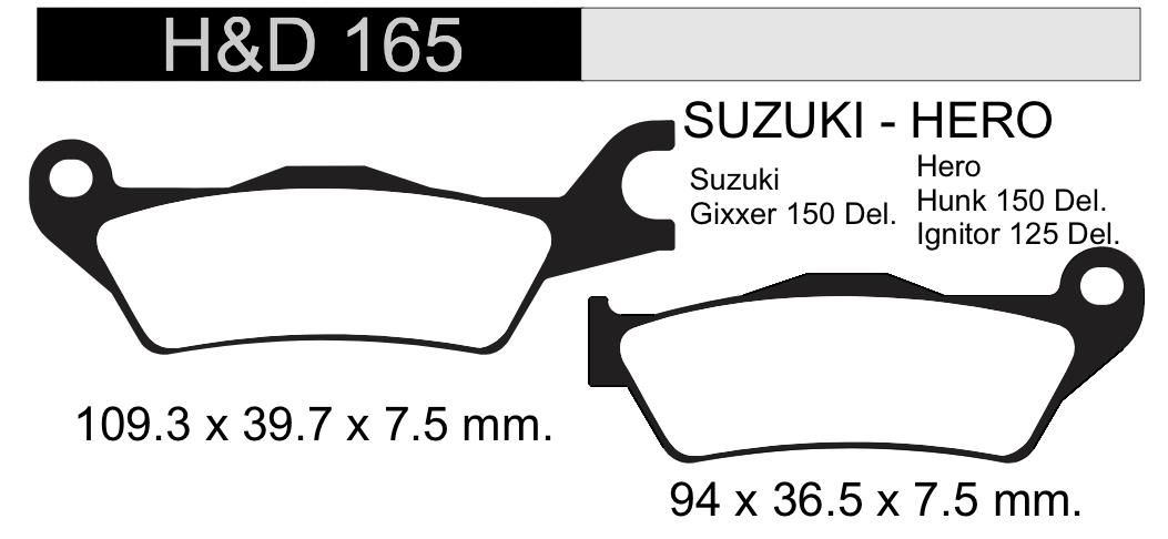 PASTILLA FRENO SUZUKI GIXXER 150 H&D165 NRO74