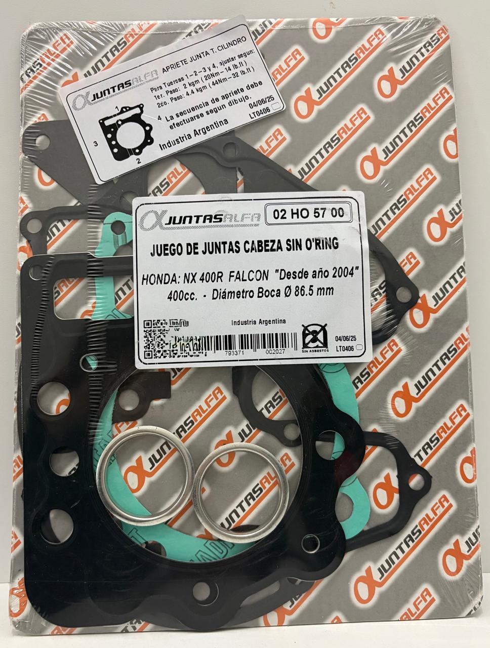 JUNTA HONDA NX 400 DESDE 2004 1/2 JUEGO ALFA NRO700