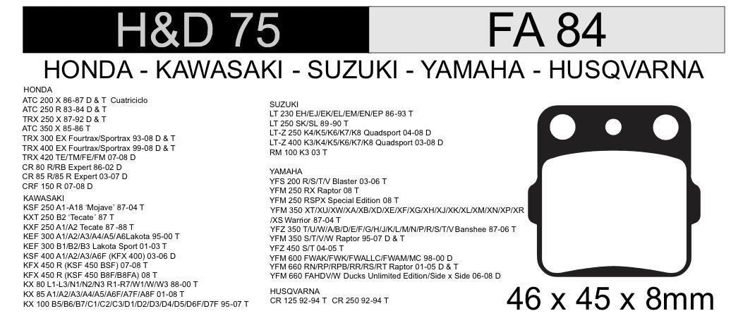 PASTILLA FRENO H&D75 NRO76
