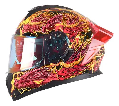CASCO REBATIBLE EDGE BOSTON HYDRA ROJO CON LUZ LED  L